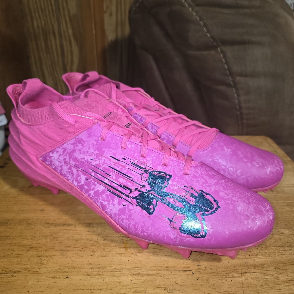 New Under Armour Blur Smoke Suede 2.0 MC Men's Football Size 14 Pink 3027978-601